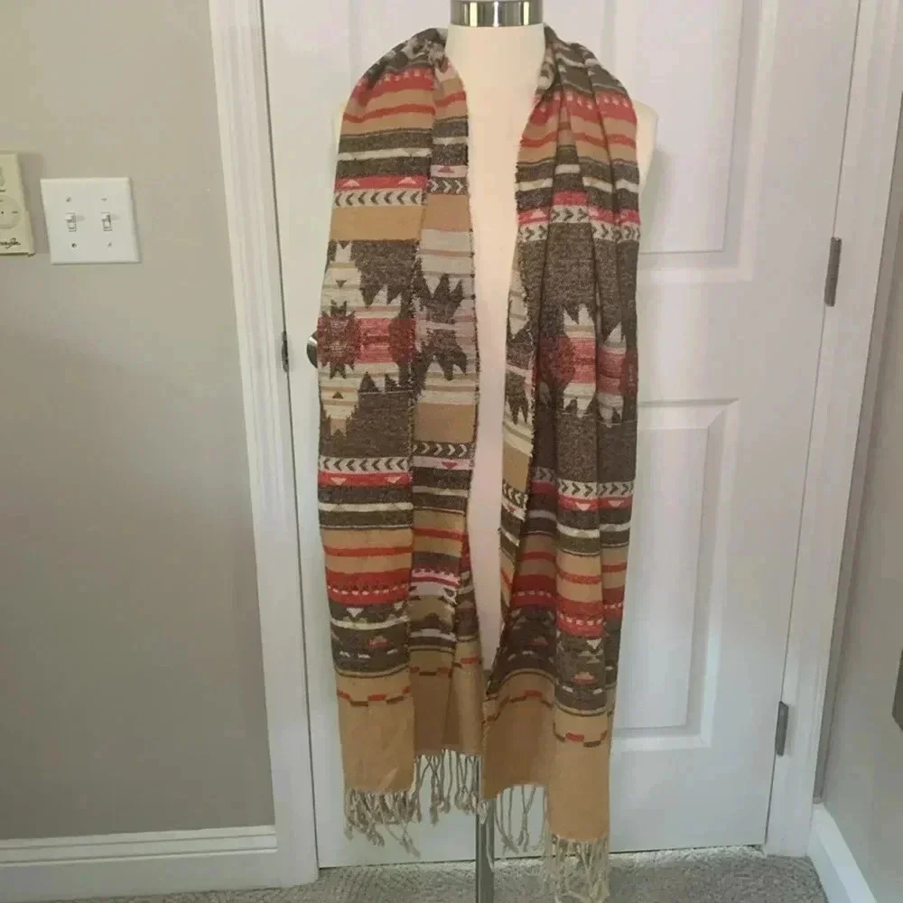 Southwestern print wool scarf